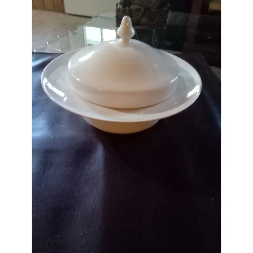 SPAL Made for Horchow White Butter Food Dish & Lid Portugal Porcelain Round